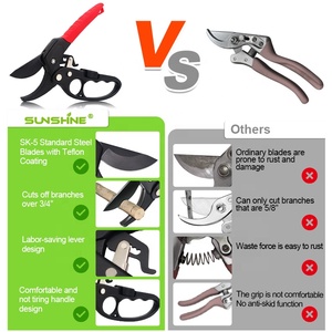 SUNSHINE Outils de jardin Sécateur Coupe-arbres Sk5 Lame Scie à tronçonner Branche Cutter Pole 8 ''Mécanisme à cliquet Sécateur - Product Image 5