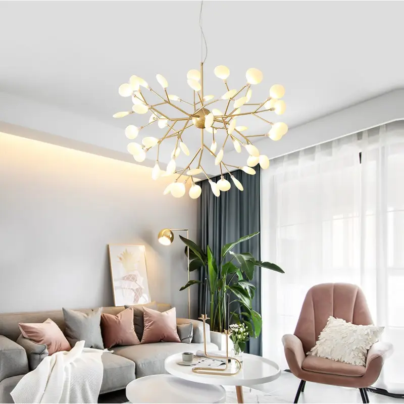 Plafonnier LED moderne en forme de lucioles, design moderne, élégant, branches d'arbre, luminaire décoratif d'intérieur