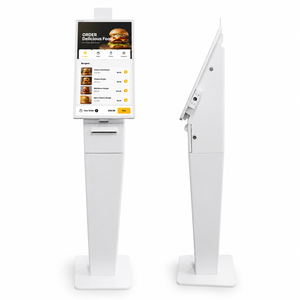 Modern White Floor Standing Self Service Ordering Kiosk <b>With</b> 21.5 Inch FHD Touchscreen LCD Display For Indoor Payment Terminal - Product Image 1