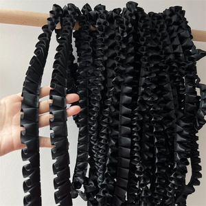 2.5 سم عرض أبيض أسود لامع ساتان 3D مطرز خياطة القماش الرباط فرك التطريز لتزيين الفستان ياقة DIY الفرجين الشريط - Product Image 5