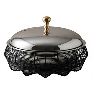 Wholesale 3.5L Stainless Steel Serving Hotpot Casserole <b>Food</b> Warmer <b>Container</b> Bowl with Black Wire Mesh Stand Base Tableware - Product Image 2