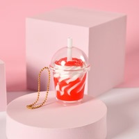Vente en gros de tasses à thé Boba de dessin animé porte-clés en plastique acrylique liquide clé Chine pour voiture lait thé tasses thème porte-clés