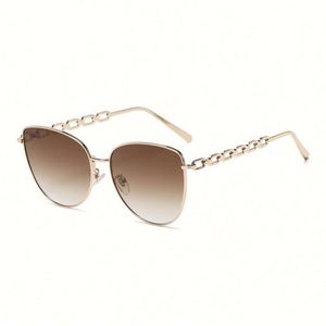 Lunettes de soleil œil de chat en métal à grande monture avec chaîne, style rétro, tendance 2022, personnalisables en gros pour femmes - Product Image 5