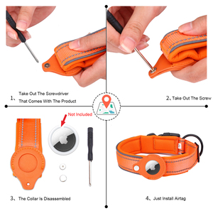 Collare per cani di moda con custodia Airtag in Nylon collare per animali domestici morbido riflettente Anti-perdita di tracciamento collare per cani Airtag - Product Image 5
