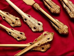 18/10 thép không gỉ thiết lập dao kéo vàng sang trọng thanh lịch Flatware thìa dĩa và dao cho các sự kiện - Product Image 4