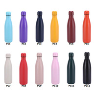 Bouteille d'eau isotherme en acier inoxydable de 500 ml, bleu foncé, avec revêtement en poudre, en forme de cola, écologique, avec couvercle, pour la rentrée scolaire et l'extérieur
