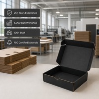 Boîte d'expédition pliable A5 carrée noire personnalisée, peu profonde, imperméable, avec intérieur en éponge, à rabat supérieur, vente en gros, directement de l'usine, approvisionnement en vrac