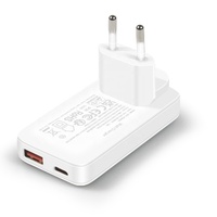 Chargeur HNT EU 65W GaN à charge rapide USB Type-C pour ordinateur portable, chargeur mural 2 ports ultra fin certifié CE/FCC/UKCA, chargeur de téléphone