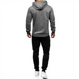 Sudadera con Capucha Gris para Hombre, Corte Regular, Tejido de Algodón, Color Sólido Informal, Diseño con Bolsillos Forrados, Ropa de Invierno - Product Image 3