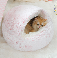 Lit pour animaux de compagnie semi-fermé, amovible, lavable, de couleur unie, maison pour chat, nid pour animaux de compagnie, lit pour chien