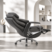 Chaise de bureau de direction en cuir de luxe moderne à dossier haut, pivotante, inclinable et rembourrée, pour bureau de travail (modèle Boss Pro)
