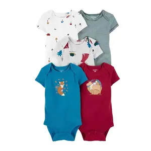 2024 estate 5 pezzi body tuta a maniche corte da bambina neonato Set tute in cotone