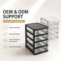 Meuble de rangement de bureau transparent avec tiroirs, organiseur de papeterie empilable, boîte de classement multi-niveaux pour la maison, l'école et le bureau