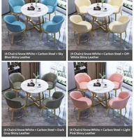 Ensemble table et chaises de salle à manger en marbre de style italien, 4 places, écologique, durable, pour cafés, salons de thé, bureaux de réception