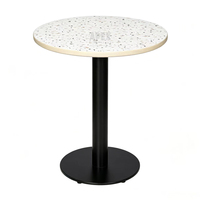 Plateau de table rond en mélamine résistant à l'eau et à l'usure, style terrazzo, pour bistrot extérieur, projets commerciaux et hôteliers