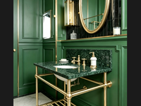 Meuble sous-vasque personnalisé en laiton, accessoire de salle de bain haut de gamme, meuble-lavabo de luxe pour villa, console de maquillage, style victorien