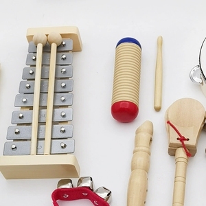 Wholesale 11 Pieces Wooden Orff Percussion Kit Children Rhythm Musical Instrument Set For Preschool <b>Music</b> Class Teaching Aids - Product Image 2