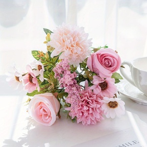 <span class=keywords><strong>Bouquet</strong></span> <span class=keywords><strong>de</strong></span> <span class=keywords><strong>fleurs</strong></span> artificielles style européen marguerite et rose pour mariage, décoration florale maison, bureau, réception – Vente directe usine - Product Image 4