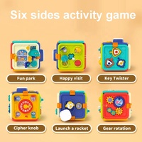 Cubo de Actividades Montessori para Bebés, Juguete Multifuncional Desmontable, Hexaedro de Seis Lados con Luces y Música