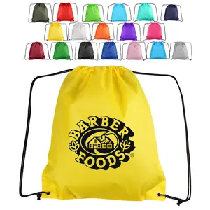 210D atau 420D tas sepatu kustom Logo Gym tas poliester kedap air ransel olahraga nilon tas tali ransel dengan kustom