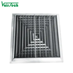 HVAC Ventilation SS 304 4-way Air Diffuser Ceiling Stainless Steel Square Diffuser With Damper