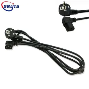 250v 3 Pin fiş VDE avrupa Schuko Cee 77 7/7 Ac kablo uzatma 16A 250V H05vv-F 3G2.5 90 derece C13 sağ açı güç kablosu