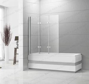 Paravent de douche <span class=keywords><strong>coulissant</strong></span> sans cadre à trois plis avec 3 panneaux en verre trempé de 4 mm d'épaisseur - Product Image 2
