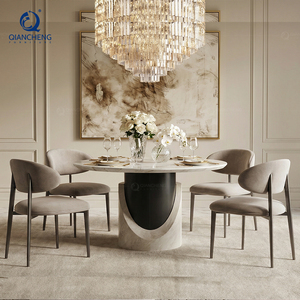 Juego de Muebles de Comedor de Lujo de Fábrica Personalizada de Foshan, Mesa de Comedor Redonda de Mármol y Sillas para Hotel, Villa, Boda, Restaurante - Product Image 1