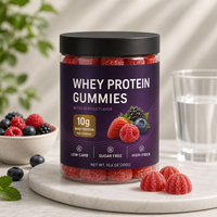 Gummies de protéines de lactosérum 10 g par portion, saveur baies, supplément alimentaire OEM sous forme de gummies pour adultes