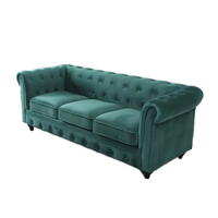 Ensemble de canapés Chesterfield en cuir rétro américain moderne avec rembourrage en éponge et rangement, pour usage hôtelier, 3 places
