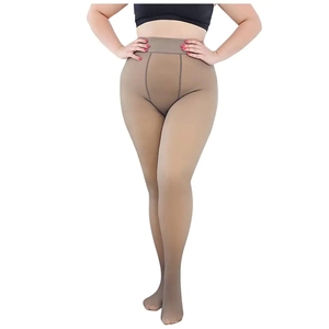 Fleece Lined Tights for <strong>Fat</strong> Women Translucent Thermal <strong>Pantyhose</strong> Plus Size Stretch Thick Winter Warm Fleece Lined Sheer Leggings - Product Image 4