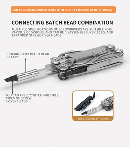 18 In 1 Silverกลางแจ้งสแตนเลสพับFull LockingผสมCamping Multitoolคีมบิตไดร์เวอร์ - Product Image 5
