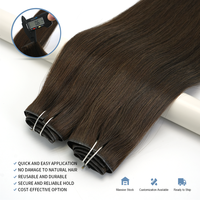 Extensiones de Cabello Humano con Clip, 100% Virgen Remy, Doble Trama, Puntas Gruesas, Liso Natural