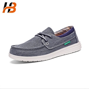 Mocassins confortables en cuir et toile Hebo, chaussures décontractées pour hommes, mocassins à enfiler, chaussures <span class=keywords><strong>bateau</strong></span>, mocassins personnalisables avec logo - Product Image 3