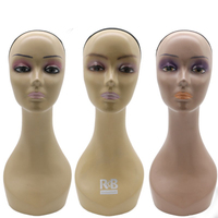 Mannequin féminin réglable en PVC avec maquillage gonflable grande taille perruque et chapeau présentoir modèle de tête en plastique pour accessoires