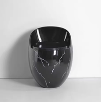Nouveau design Salle de bain Sanitaires WC Céramique Ronde Forme d'oeuf Noir Blanc Marbre Motif Toilette