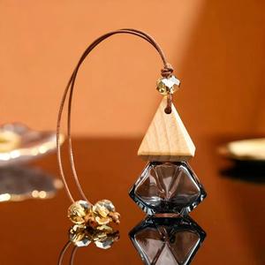8ml Glass <strong>Car</strong> Hanging Perfume Bottle with Triangle Wooden Cap <strong>Car</strong> <strong>Diffuser</strong> Empty Glass Pendant for Auto Fragrance - Product Image 4