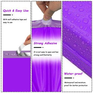 100 упаковка Фиолетовый 10x13 дюймов водонепроницаемый поли Mailers 2 Mil экологически чистый сильный клей для одежды для малого бизнеса доставка - Product Image 2