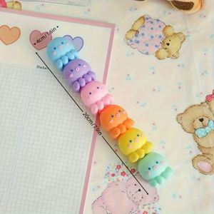 6-Pack Cartoon Creative Highlighter Brightly Colored Mini School Use Pens Flat Oblique <b>Brush</b> Tips <b>Back</b>-to-School Holiday Gift - Product Image 2