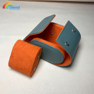 Factory Direct Luxury Greyish Sage Green Roll <b>Watch</b> Box with Orange lining,1 Slot Travel Portable <b>Watch</b> <b>Case</b> with Custom Logo - Product Image 4