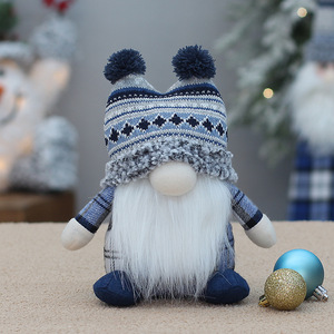Poupée nain tricotée de Noël, bleue, à longue barbe, ornement décoratif pour la décoration de la maison pendant les fêtes - Product Image 2