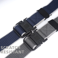 Ceinture tactique en toile de coton décontractée noire classique avec boucle à double boucle pour hommes pour la randonnée en plein air