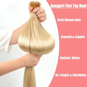 Extensiones de Cabello 100% Natural Brasileño Remy con Punta Plana y Queratina Italiana, de 14 a 30 Pulgadas, Sin Enredos, Suaves, con Doble Trama para Fijación a Máquina - Product Image 4