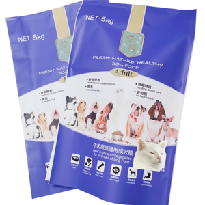 Sacs personnalisés imprimés de 5 kg pour aliments pour chiens adultes, sachets à fond plat à quatre soudures pour croquettes sèches de bœuf, fruits et légumes pour chiens - Product Image 1