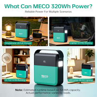 MECO 320Wh Station d'alimentation portable de secours LiFePO4 145W Type C 65W USB 15W pour camping en extérieur, camping-car et situations d'urgence