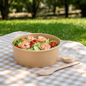 Envase Redondo Biodegradable de Papel Kraft para Ensaladas de Frutas, Ecológico y Desechable, Personalizado por el Fabricante - Product Image 2
