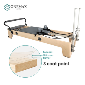 ONEMAX <span class=keywords><strong>Reformer</strong></span> <span class=keywords><strong>Pilates</strong></span> Regolabile e Resistente con 6 Molle Tedesche - Legno di Acero Bianco per Allenamento di Gruppo in Studio - Product Image 5