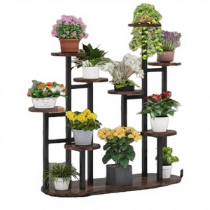 Minimalist MDF <b>Frame</b>+panel Wall Mount Flower Rack Multi-Story Free Combination Bedroom Courtyard Display Planter - Product Image 3