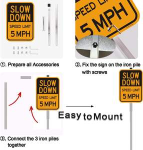 Segnale di limite di velocità realizzato in alluminio resistente alla ruggine, resistente allo sbiadimento, resistente al sole e resistente, adatto per strade e strisce pedonali - Product Image 2