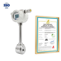 Helium Gas air Hydrogen vortex Flow Meter 4-20mA+24V Temperature and Pressure Compensation